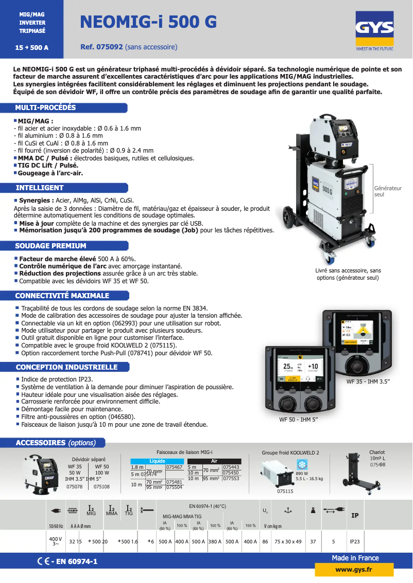 First page image of the manual for Neomig-i 500 G