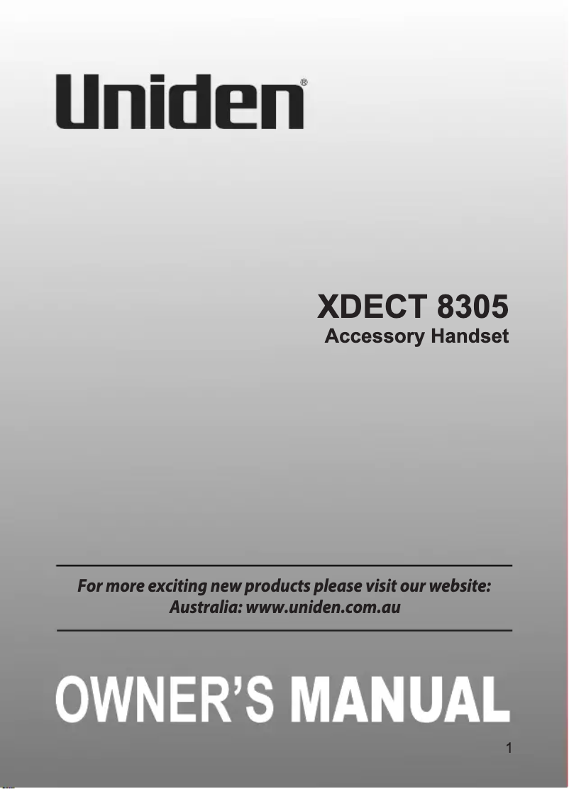 Page 1 of the manual User Manual Uniden XDECT 8305