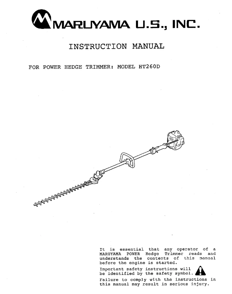 First page image of the manual for HT260D