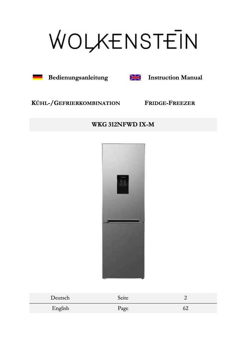 Page 1 of the manual User Manual Wolkenstein WKG312NFWD IX-M