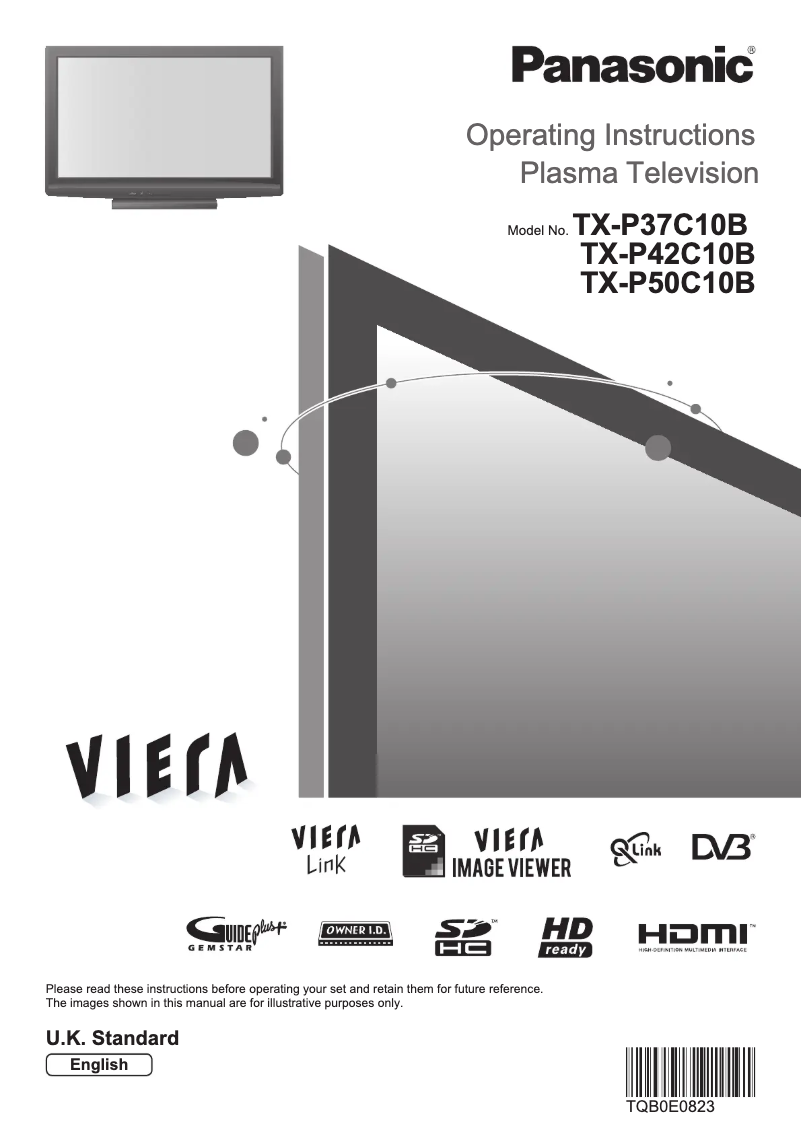 First page image of the manual for Viera TX-P50C10B