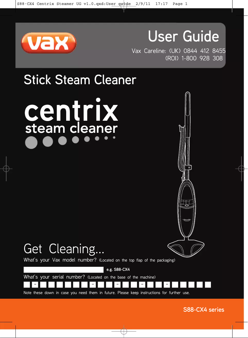 First page image of the manual for Centrix S88-CX4