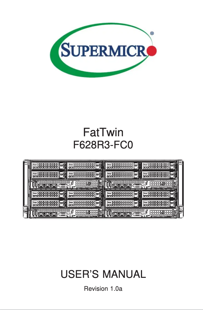 First page image of the manual for SuperServer F628R3-FC0
