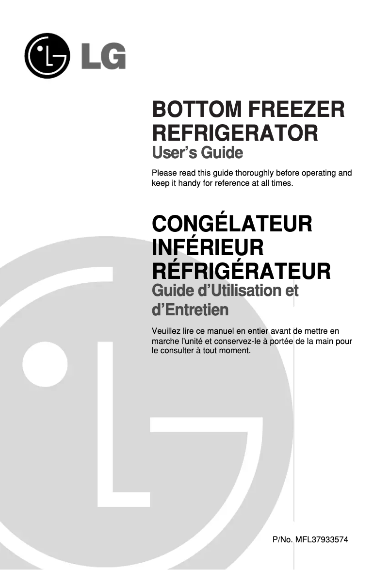 First page image of the manual for GR-F258UTK