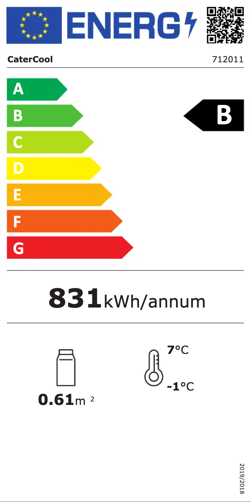 Page 1 of the manual Energy Label CaterCool 712011