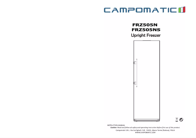 First page image of the manual for FRZ505NS