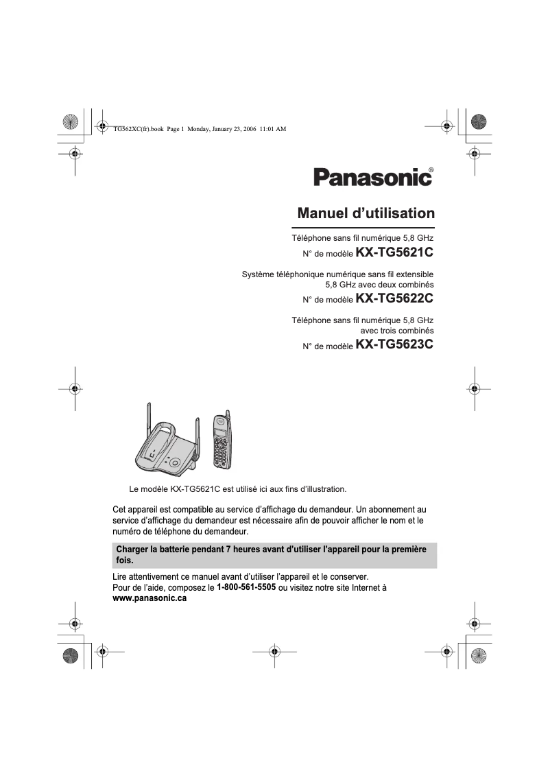 First page image of the manual for KX-TG5623