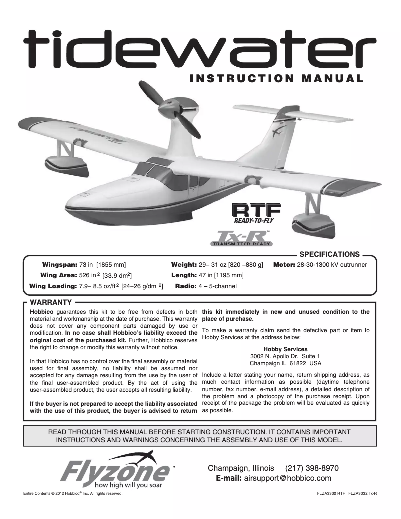 Page 1 of the manual User Manual Hobbico Tidewater