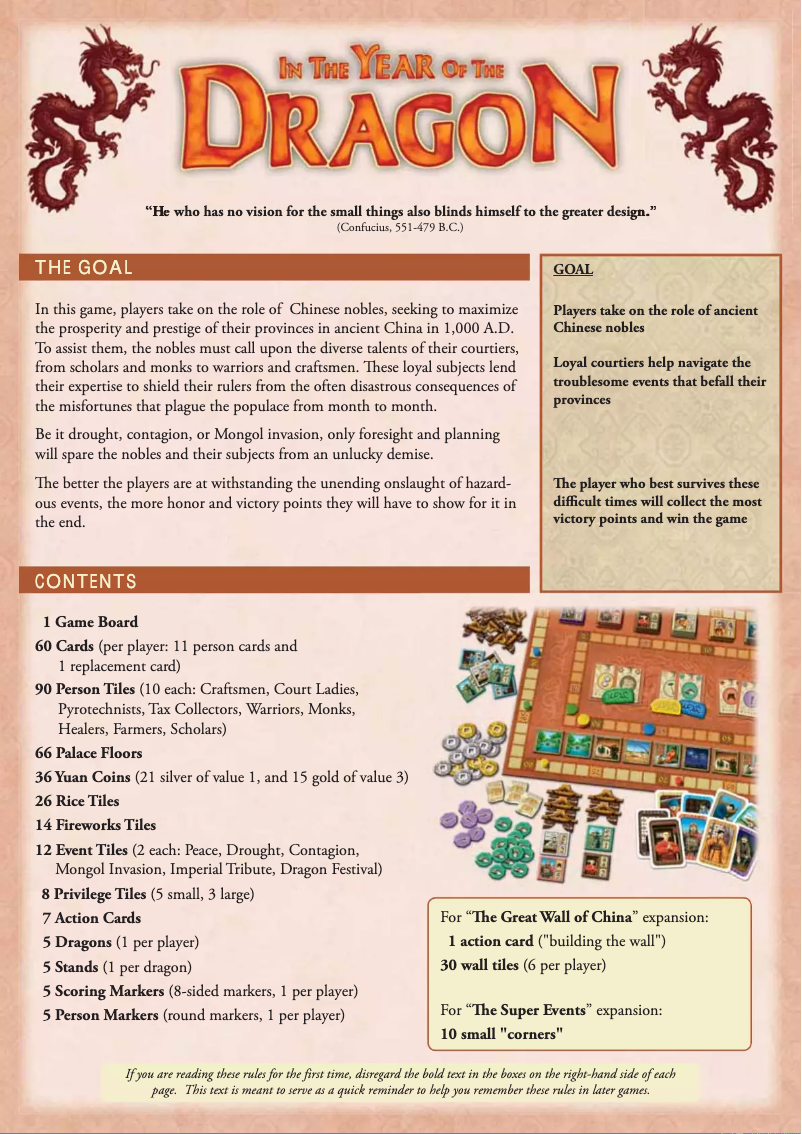 Page 1 de la notice Manuel utilisateur Ravensburger In the Year of the Dragon