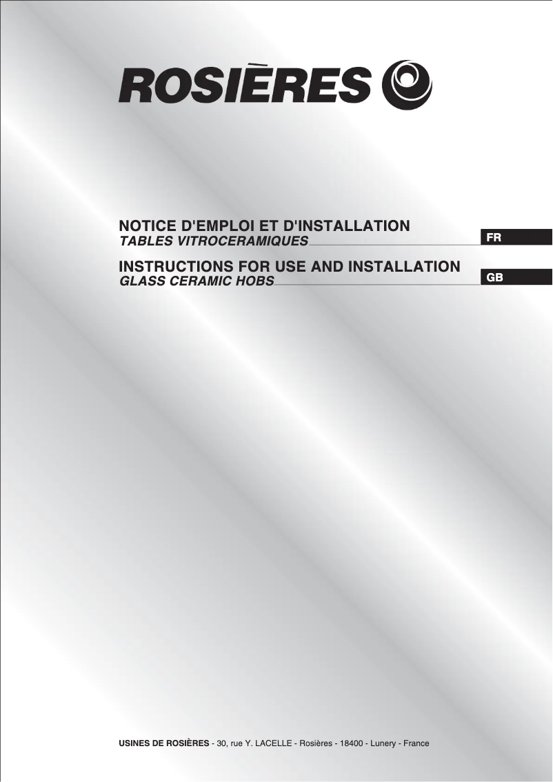 Page 1 of the manual User Manual Rosieres RVE 6490 PN