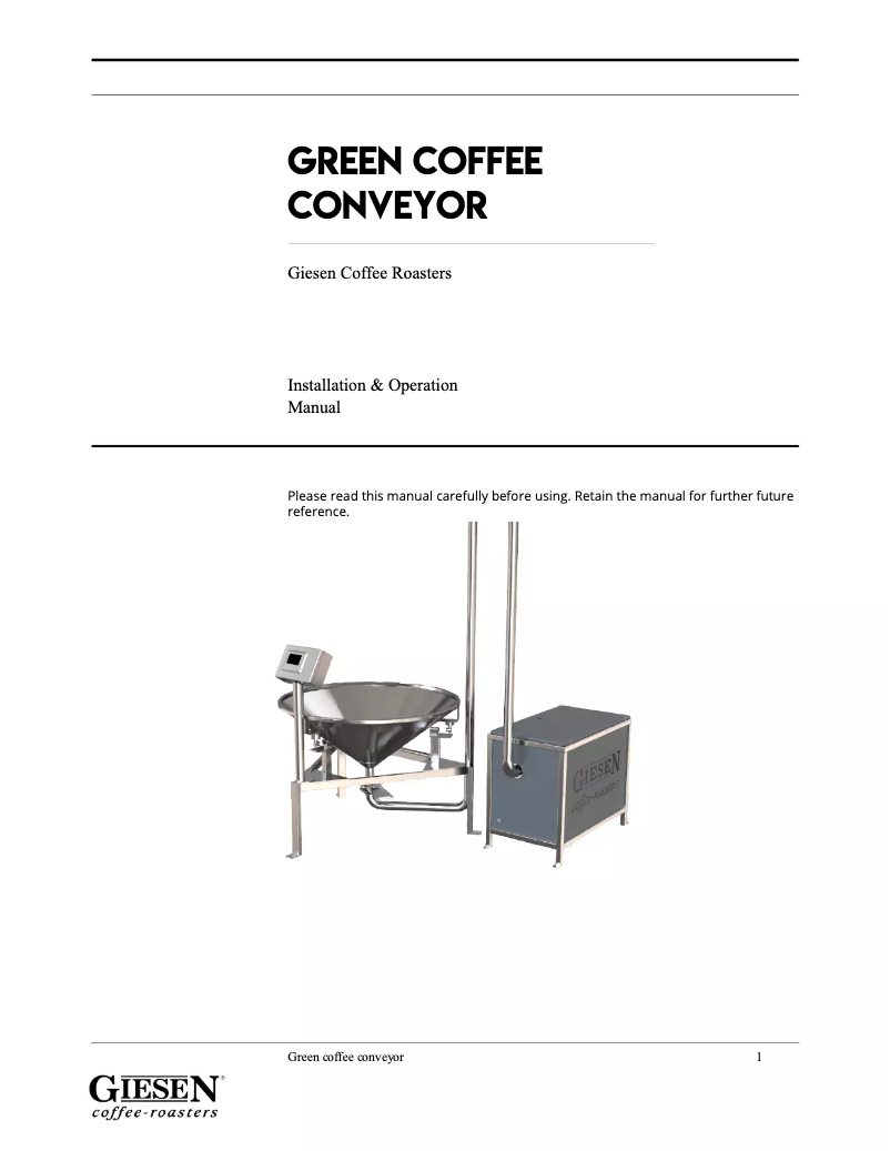 Page 1 of the manual User Manual Giesen Coffee Roasters GCC15