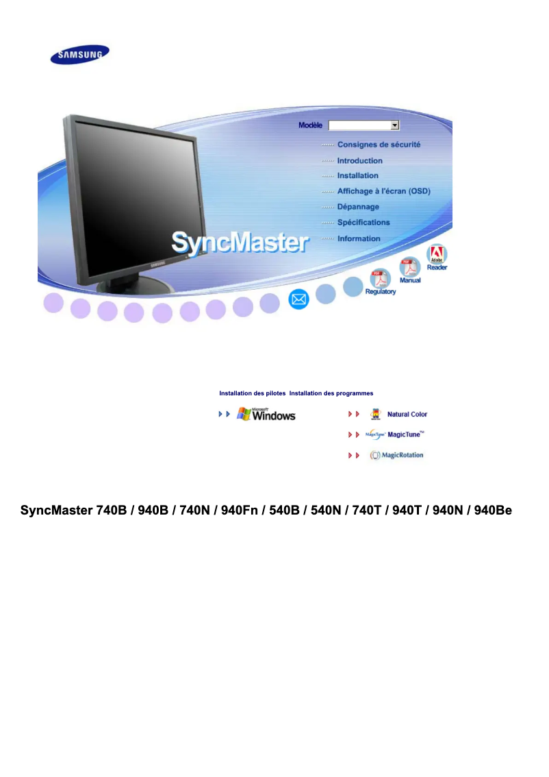 Page 1 of the manual User Manual Samsung SyncMaster 740N