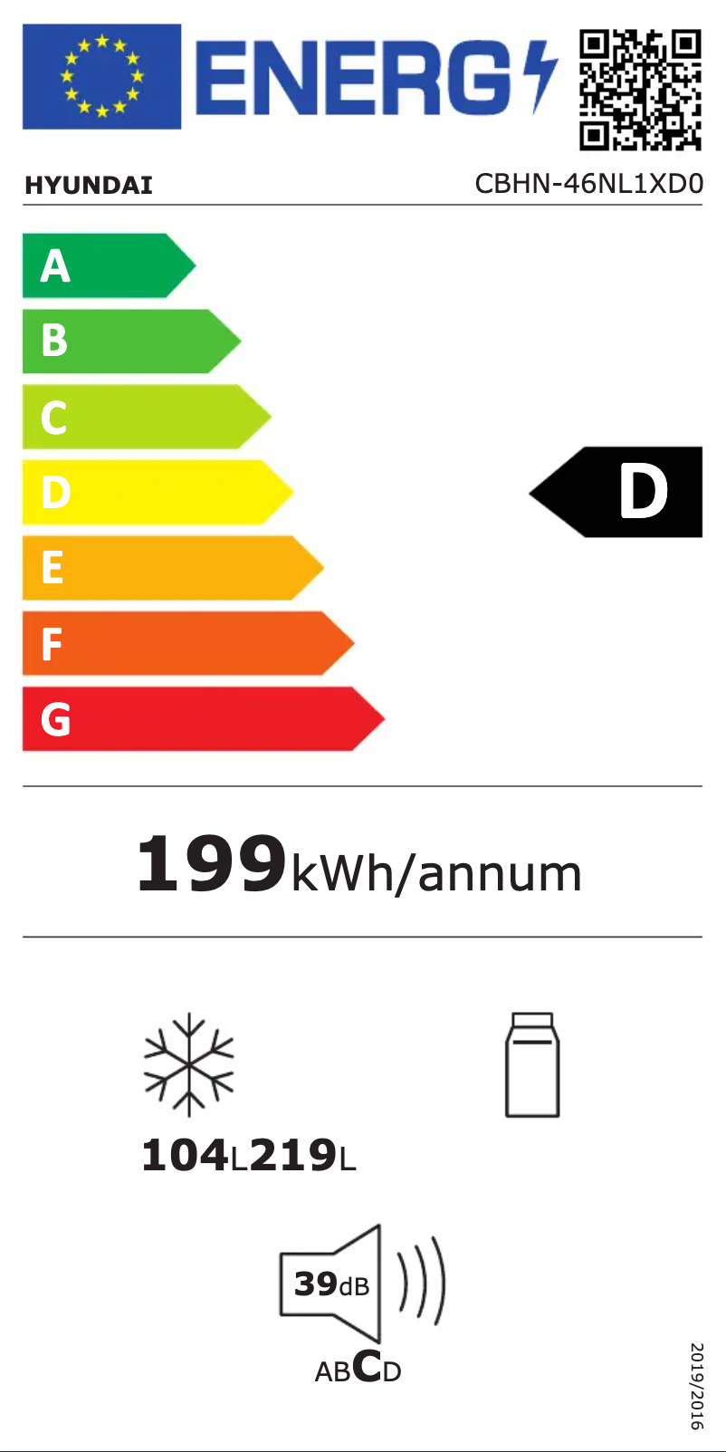 Page 1 of the manual Energy Label Hyundai CBHN-46NL1XD0