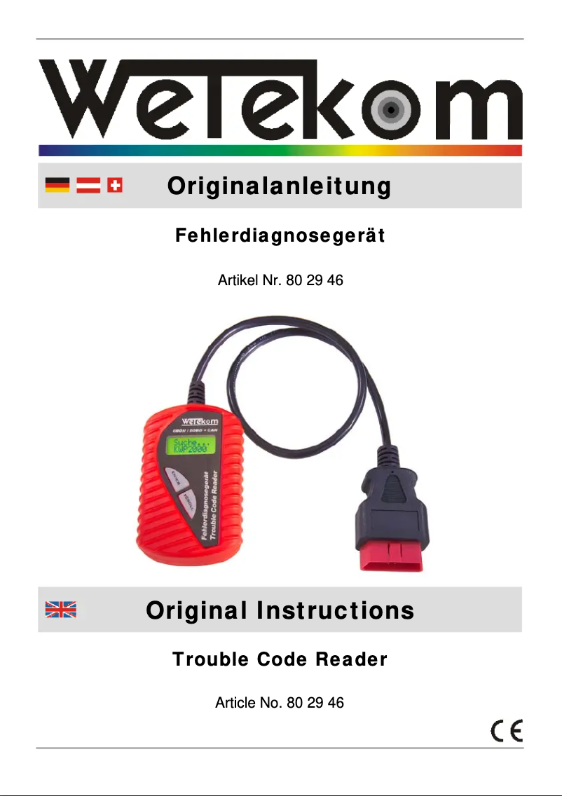 Page 1 of the manual User Manual Wetekom OBDII
