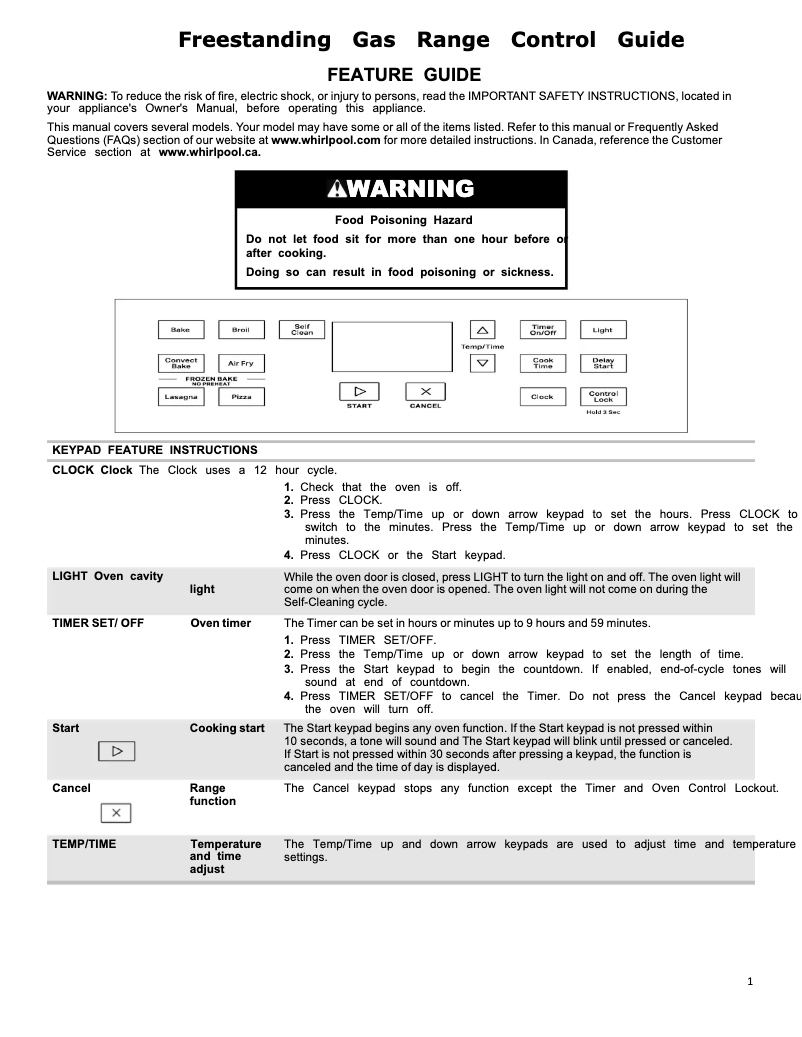 Page 1 of the manual Instructions / Assembly Whirlpool WFG550S0LW