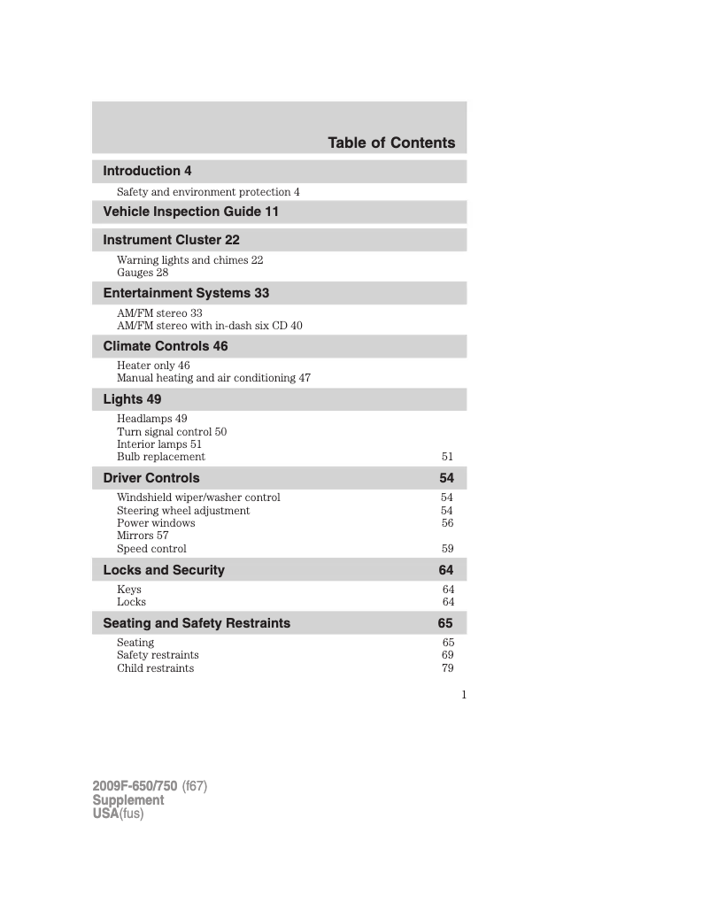 Page 1 of the manual User Manual Ford F-750 (2009)