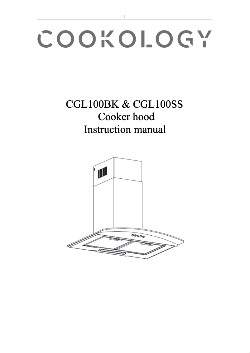 Page 1 of the manual User Manual Cookology CGL100BK