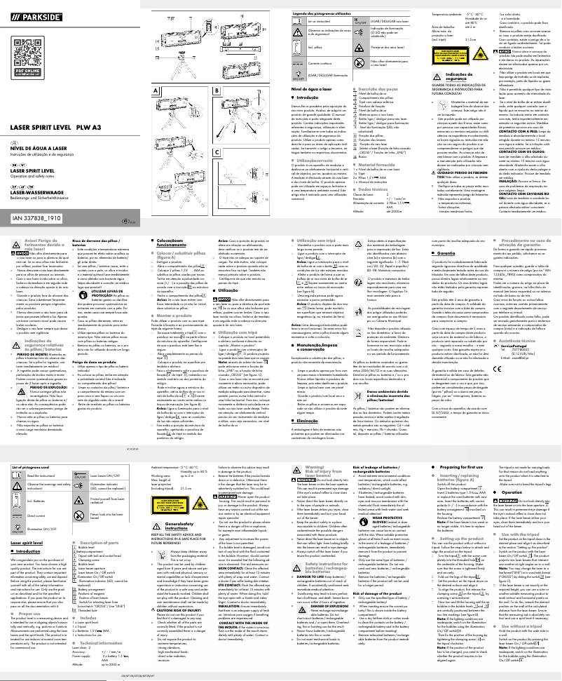 First page image of the manual for PLW A3