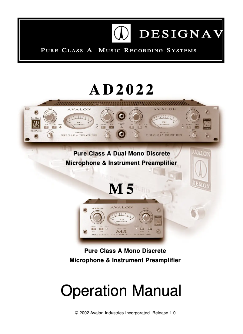 First page image of the manual for AD2022