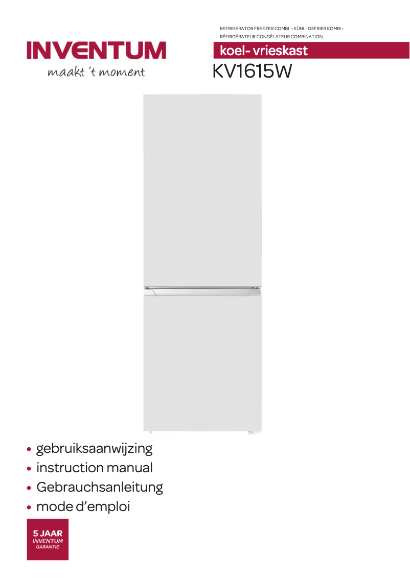 First page image of the manual for KV1615W