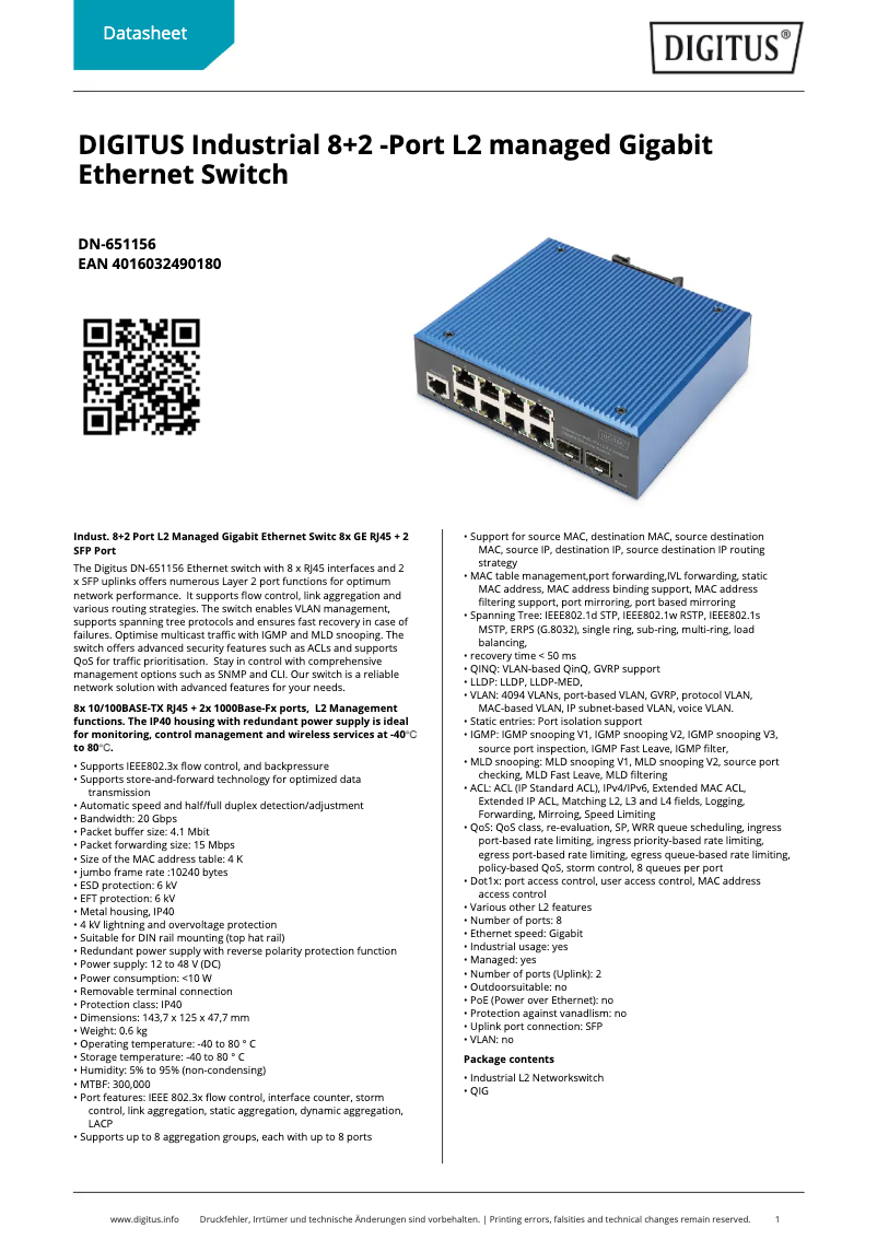 First page image of the manual for DN-651156