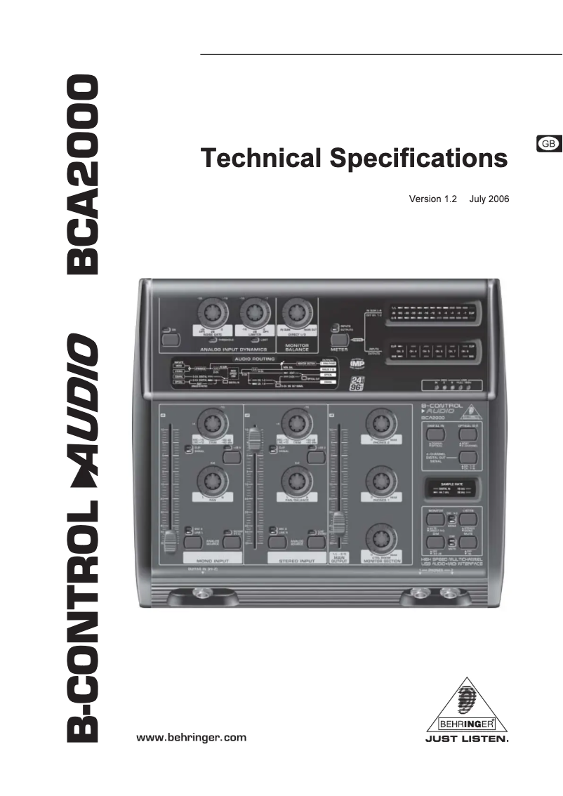 Image de la première page du manuel de l'appareil B-Control Audio BCA2000