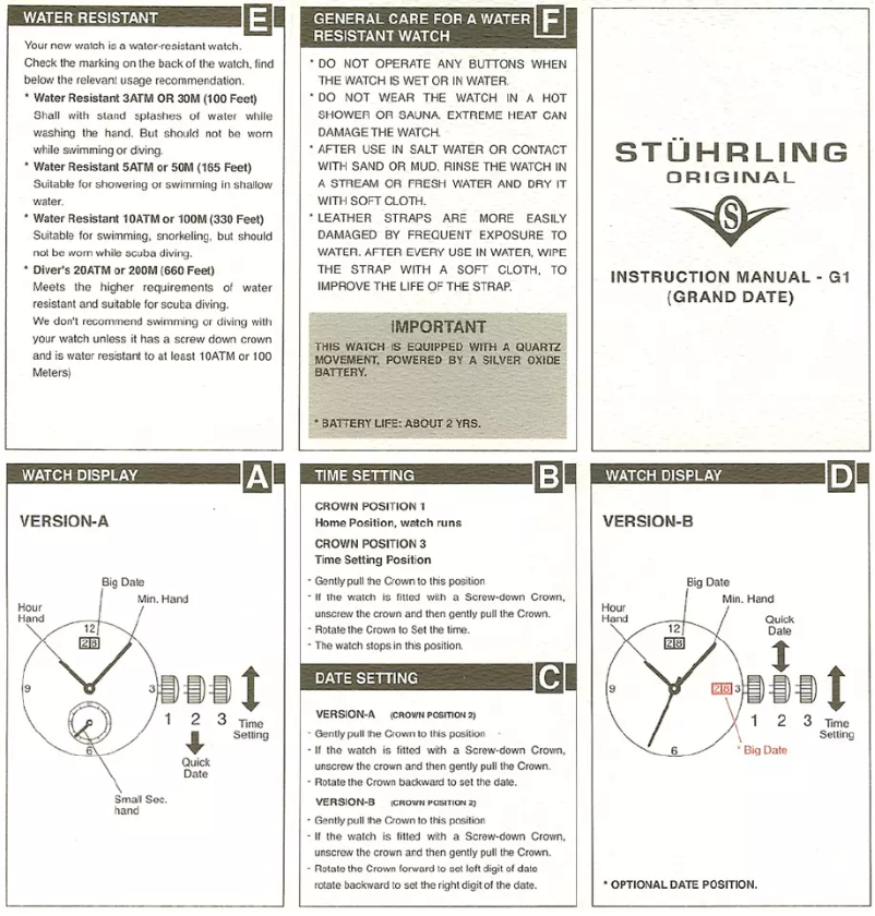 Page 1 of the manual User Manual Stührling G1