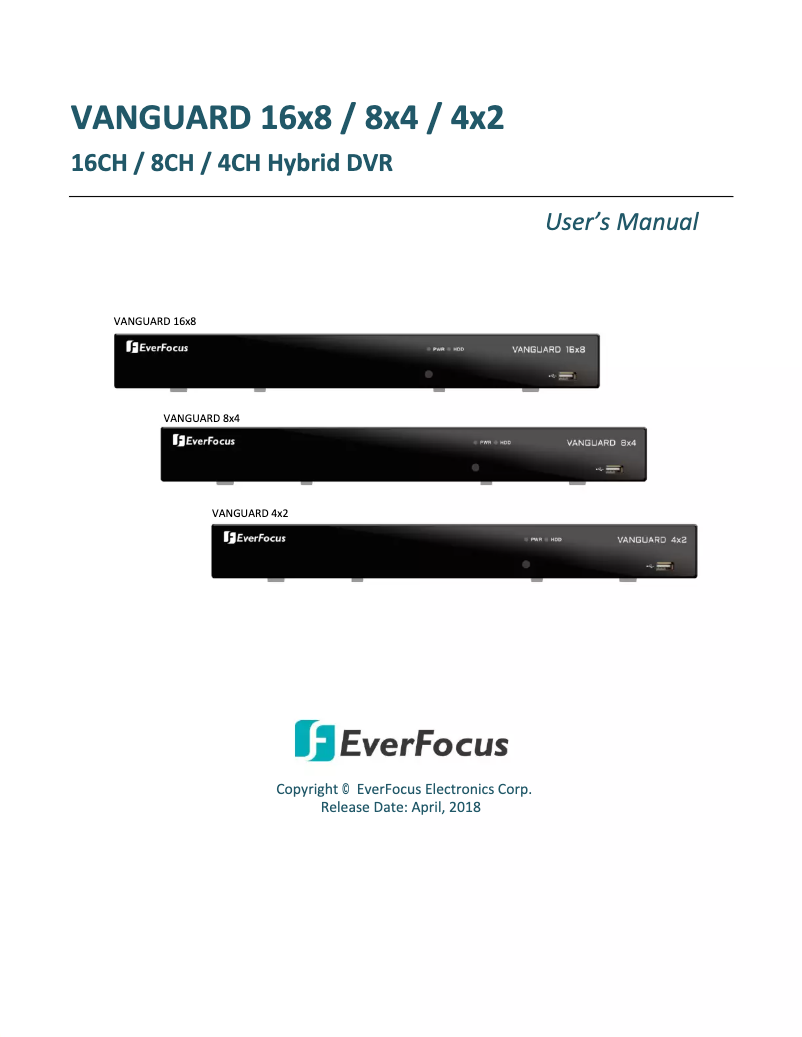 First page image of the manual for VANGUARD 16x8 PLUS Hybrid DVR