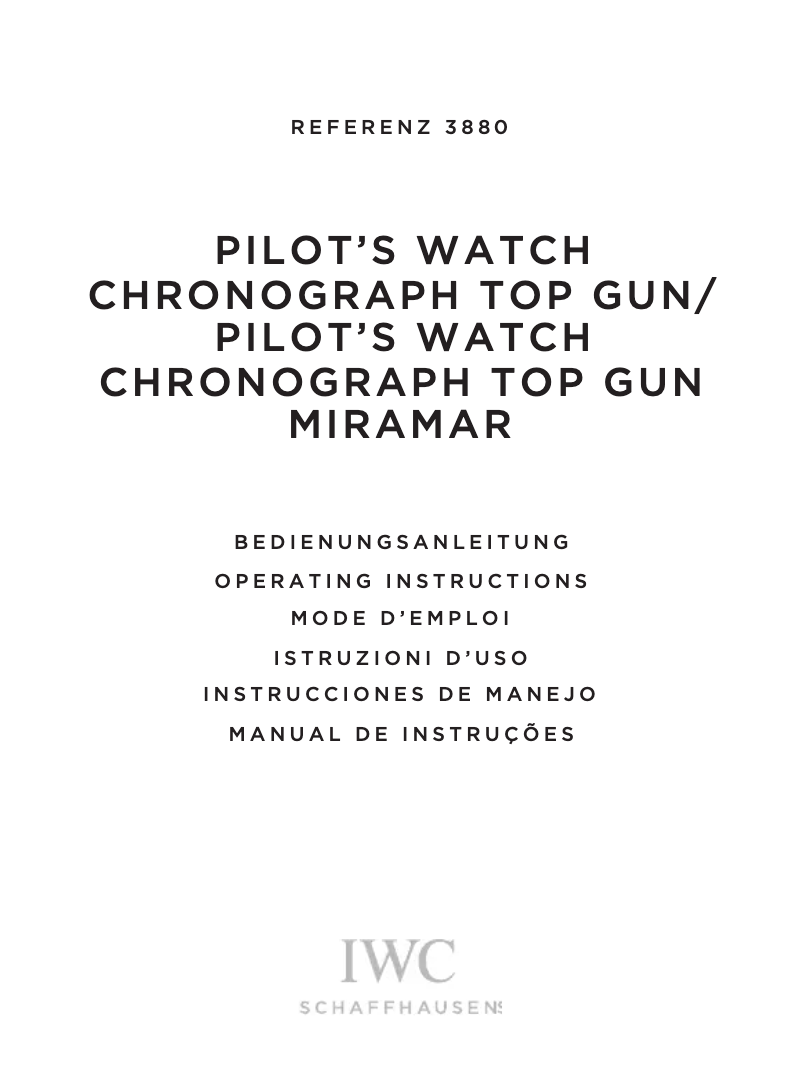 First page image of the manual for Pilot Chronograph 3880