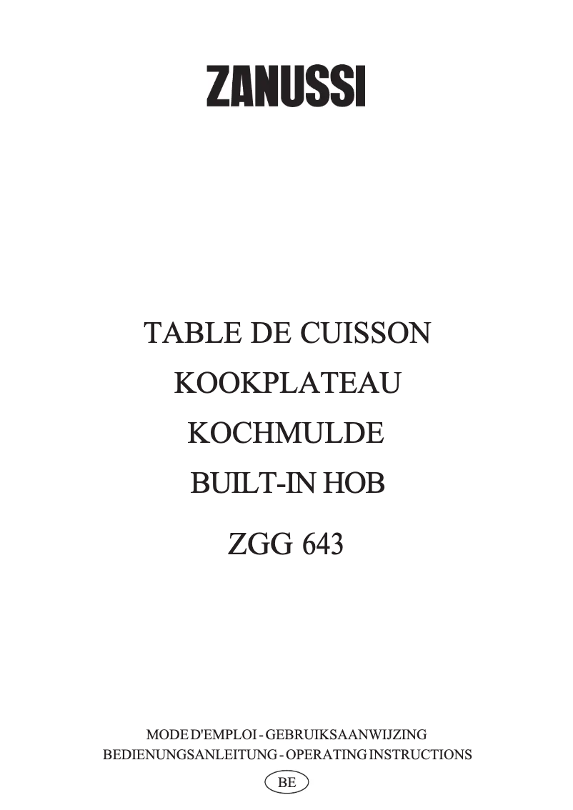 First page image of the manual for ZGG 643 ITNC