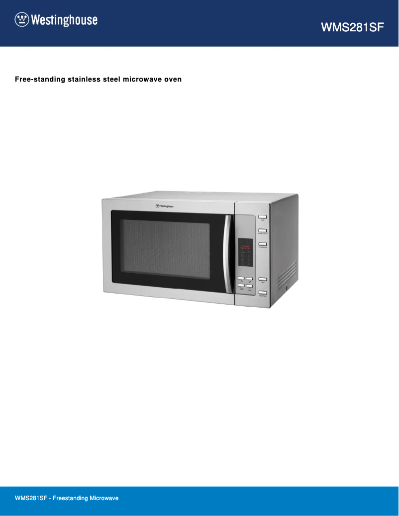 Page 1 de la notice Fiche technique Westinghouse WMS281SF