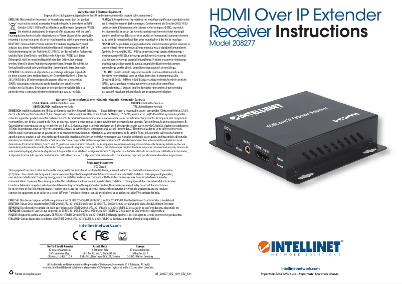 Page 1 of the manual User Manual Intellinet 208277