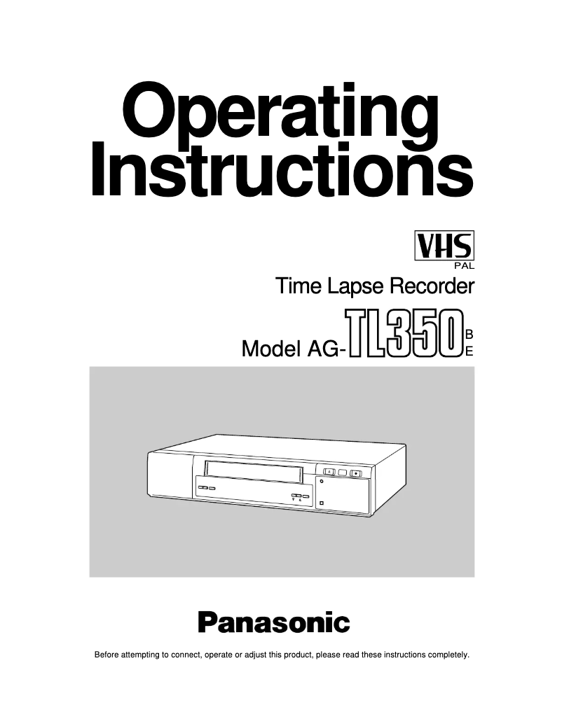Page 1 of the manual User Manual Panasonic AG-TL350