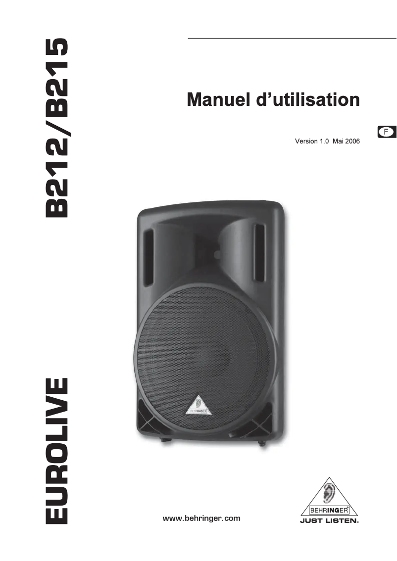 First page image of the manual for Eurolive B212