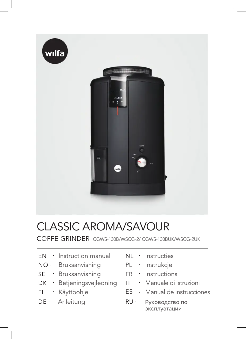 First page image of the manual for Svart Aroma CGWS-130B