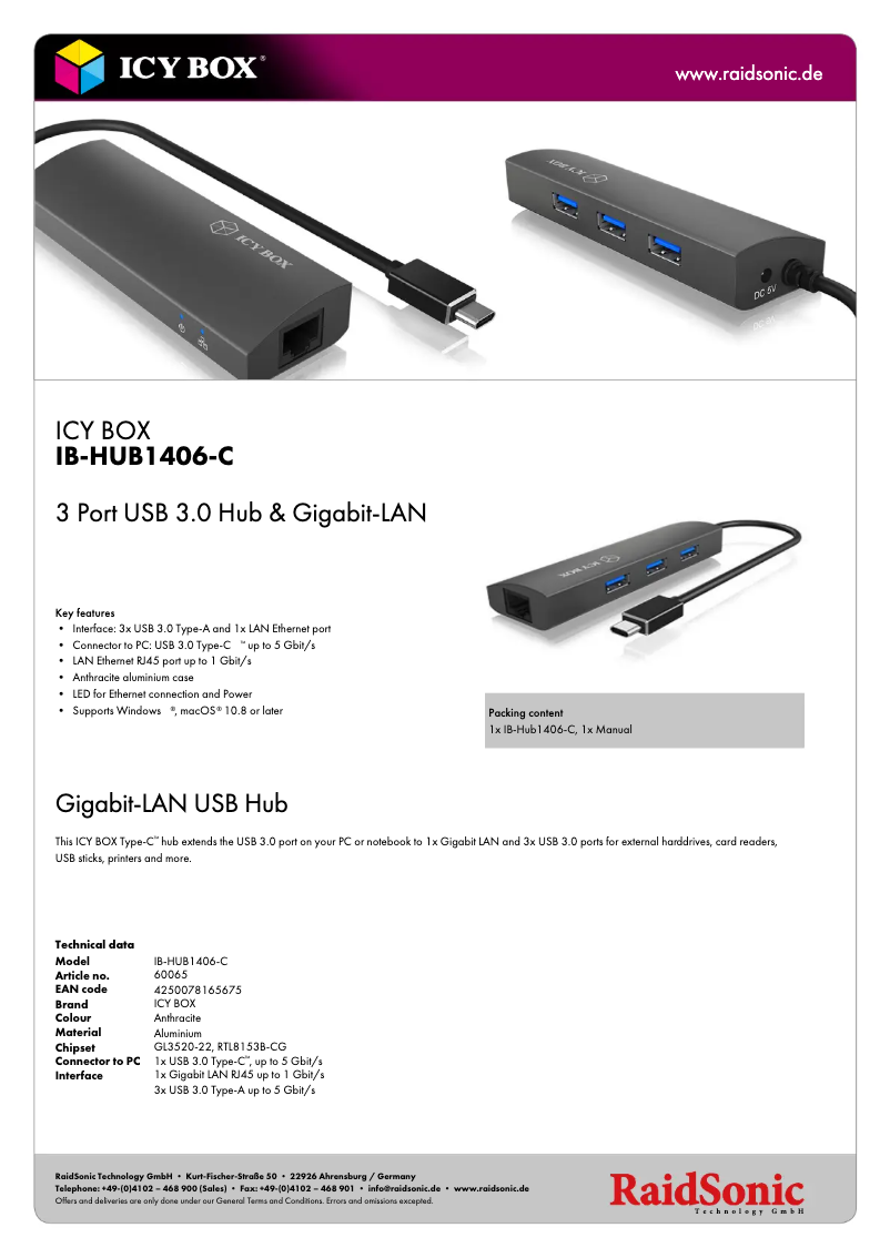 First page image of the manual for IB-HUB1406-C