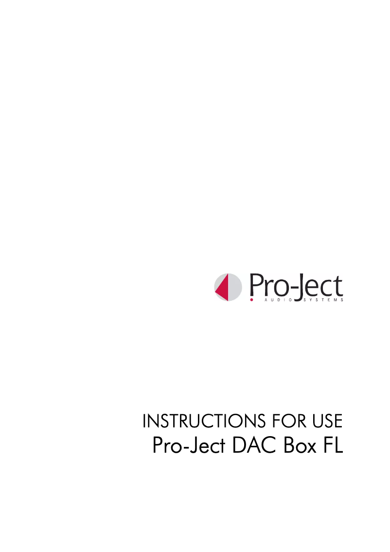 Page 1 of the manual User Manual Pro-Ject DAC Box FL