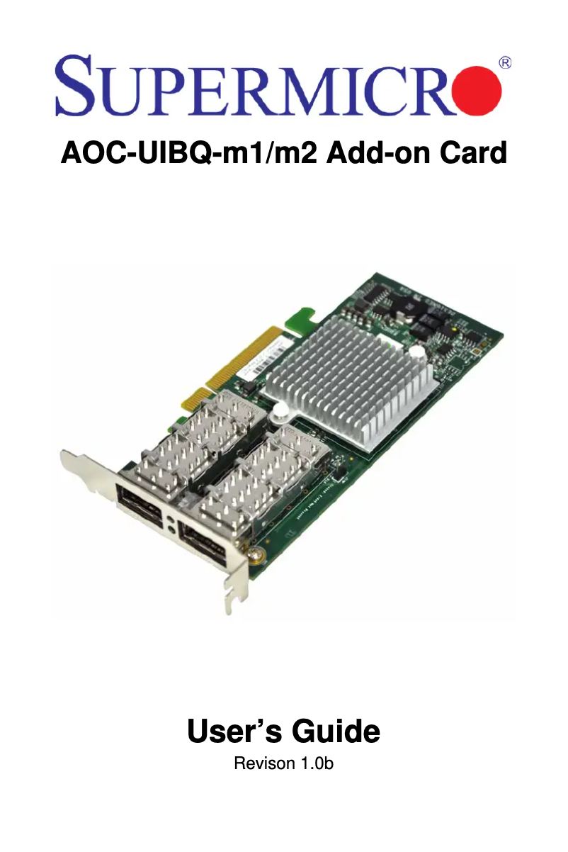 Page 1 of the manual User Manual Supermicro AOC-UIBQ-M1