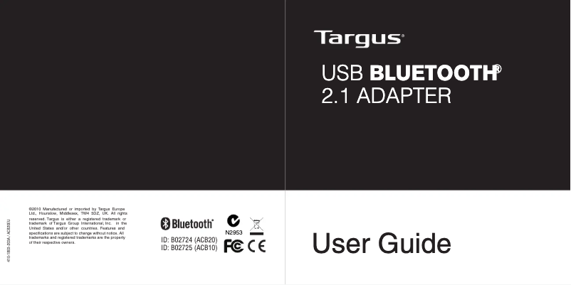 Page 1 of the manual User Manual Targus ACB20EU