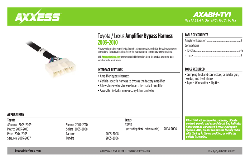 First page image of the manual for AXABH-TY1