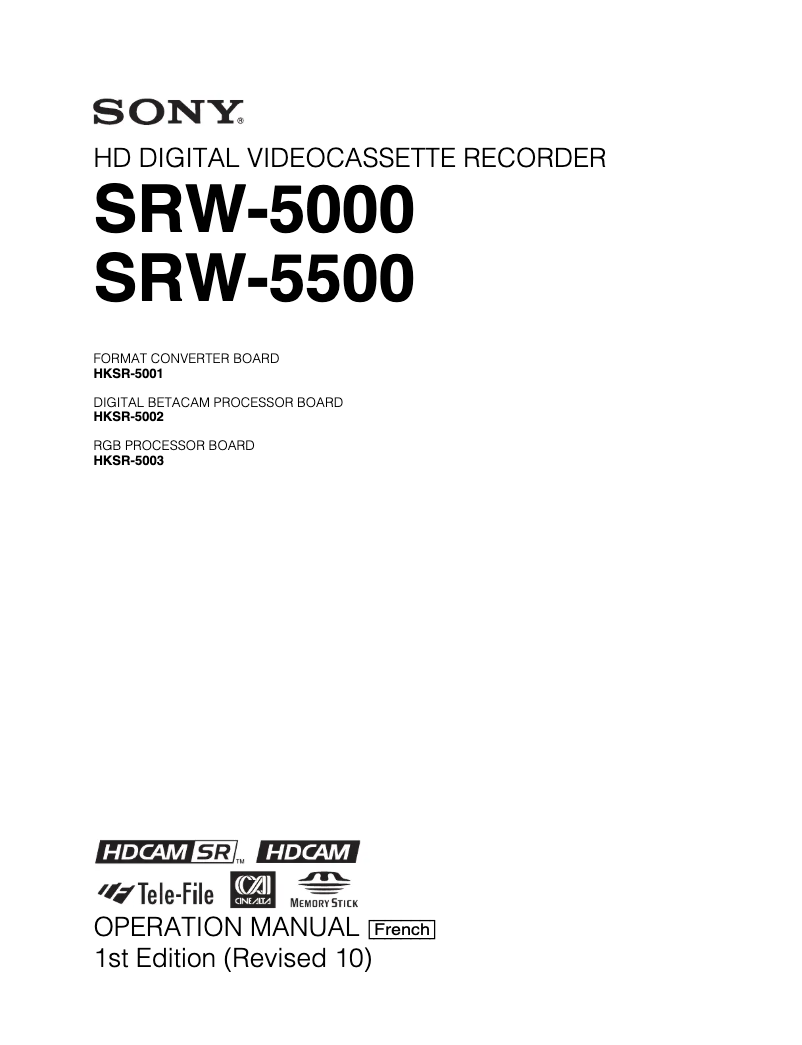 First page image of the manual for SRW-5500