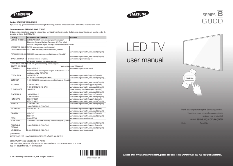 Page 1 of the manual User Manual Samsung UN48H6800AF