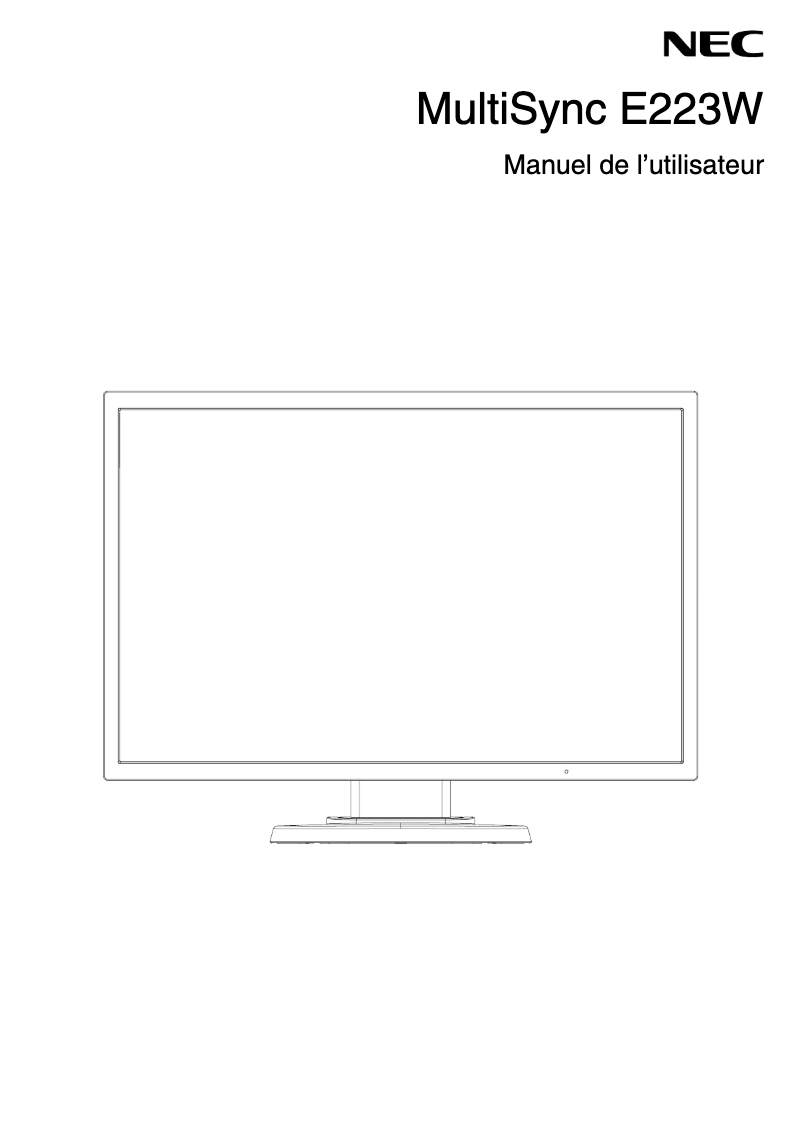 Page 1 of the manual User Manual NEC MultiSync E223W