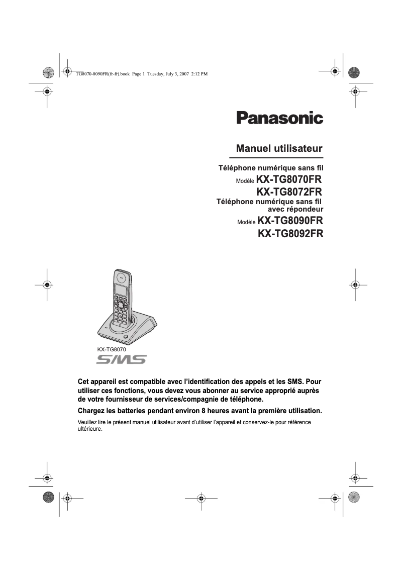Page 1 of the manual User Manual Panasonic KX-TG8092FR