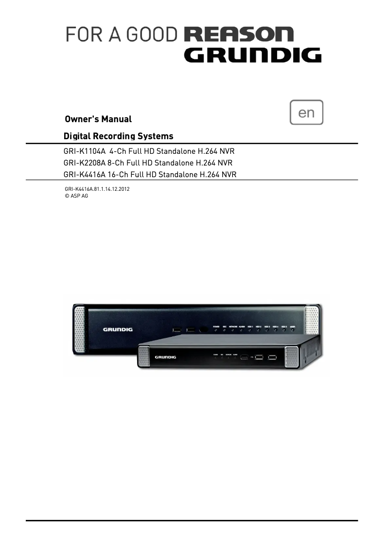 Page 1 of the manual User Manual Grundig GRI-K1104A
