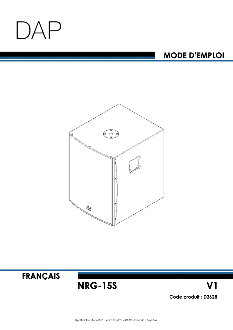 Page 1 de la notice Manuel utilisateur DAP-Audio NRG-15S