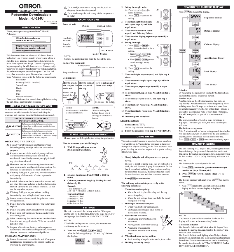 First page image of the manual for HJ-324U