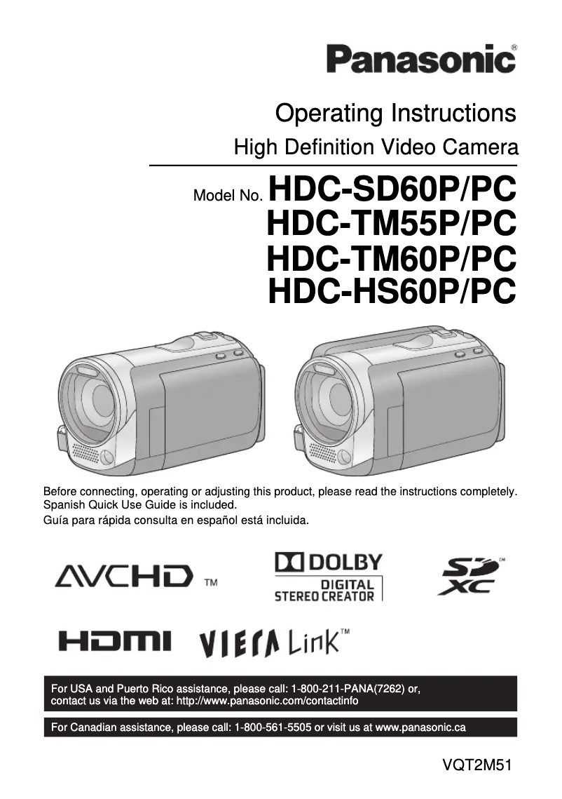 Page 1 of the manual User Manual Panasonic HDC-TM55