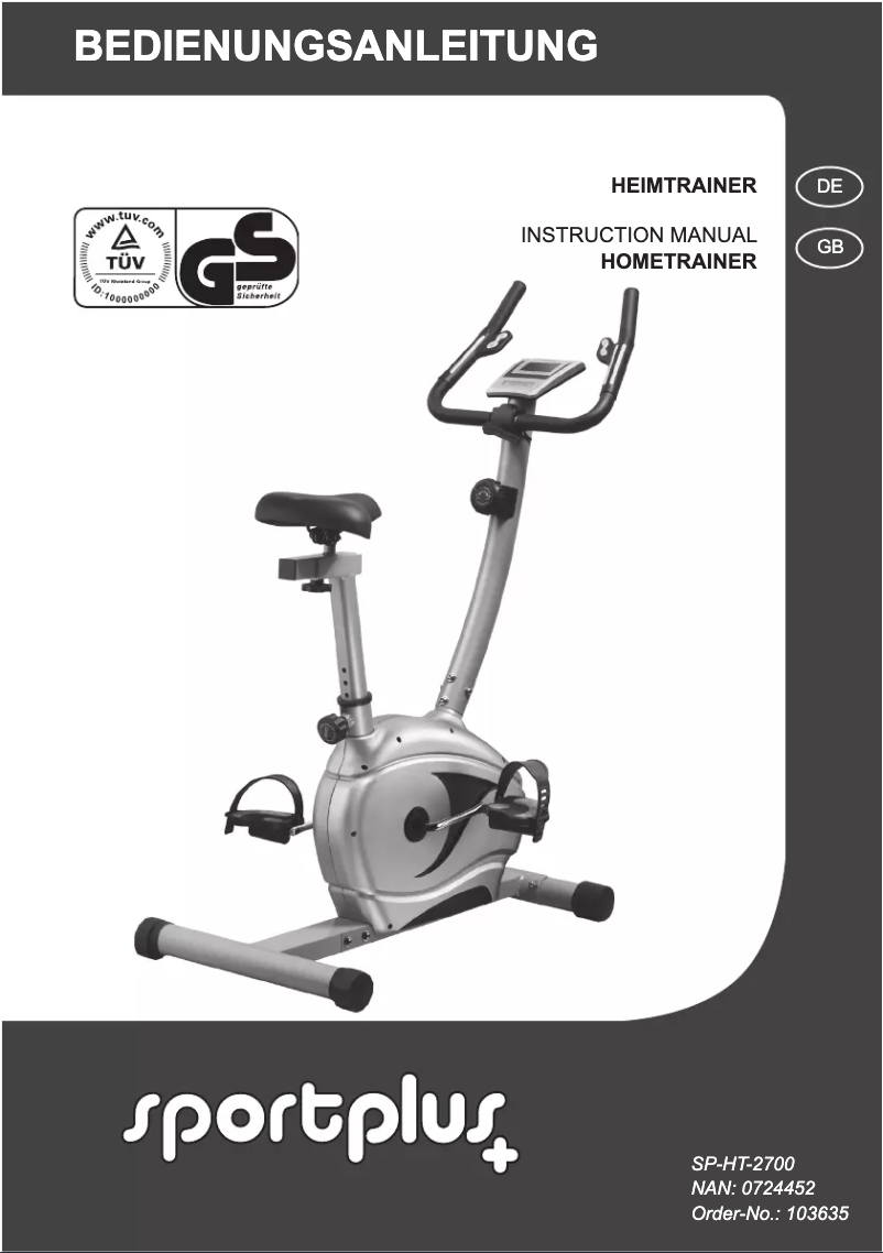 Page 1 of the manual User Manual SportPlus SP-HT-2700
