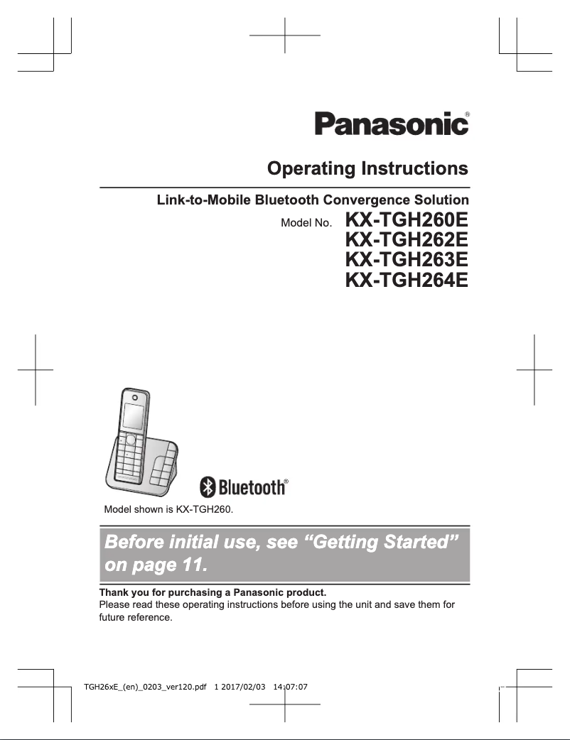 First page image of the manual for KX-TGH264E
